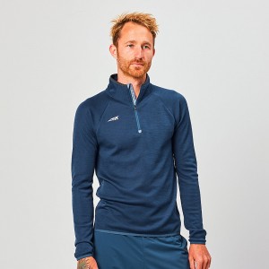 Najfatalniejszy Altra CORE MERINO WOOL 1/2 ZIP Męskie Granatowe | Polska AL1807K39