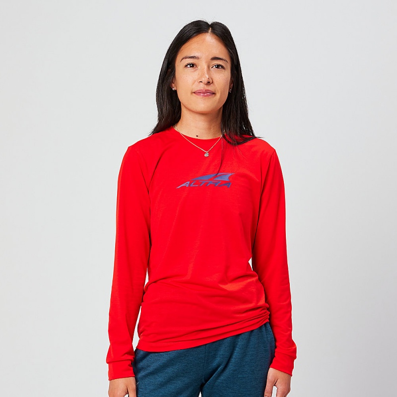 Koszulka Altra EVERYDAY PERFORMANCE LONG SLEEVE Damskie Czerwone | Polska AL1372B30